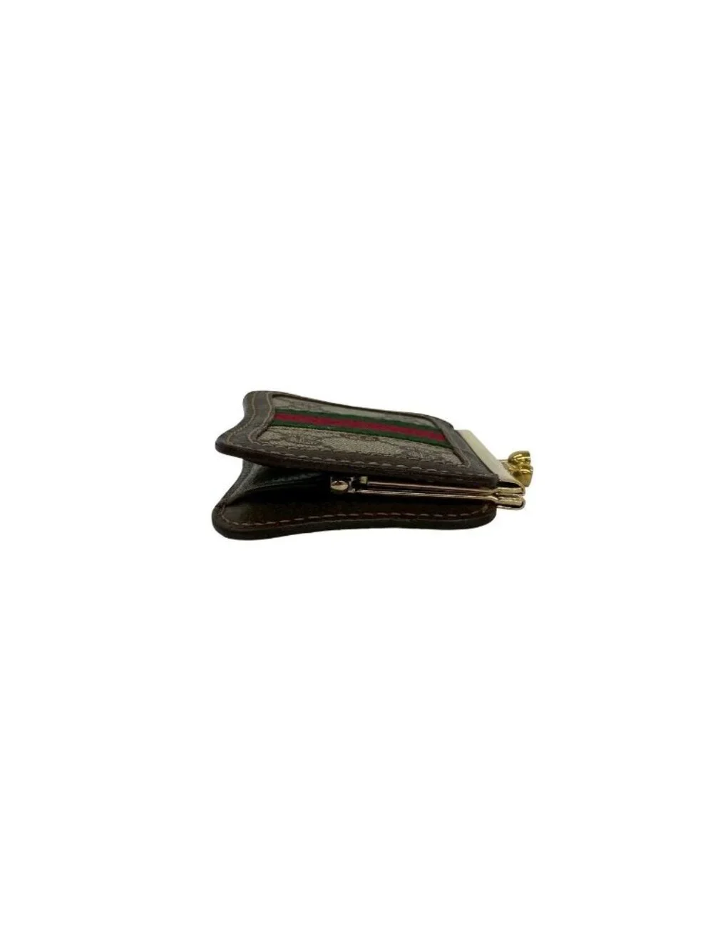 Gucci Vintage Sherry Line GG Logo Pattern Leather Kiss Lock Coin Purse Case - Picture 5 of 7